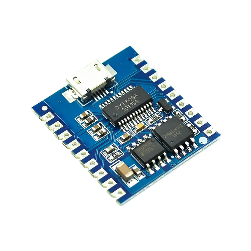DY-SV17F MP3 voice playback module with 4MB flash memory, IO trigger, serial port control, and USB download support