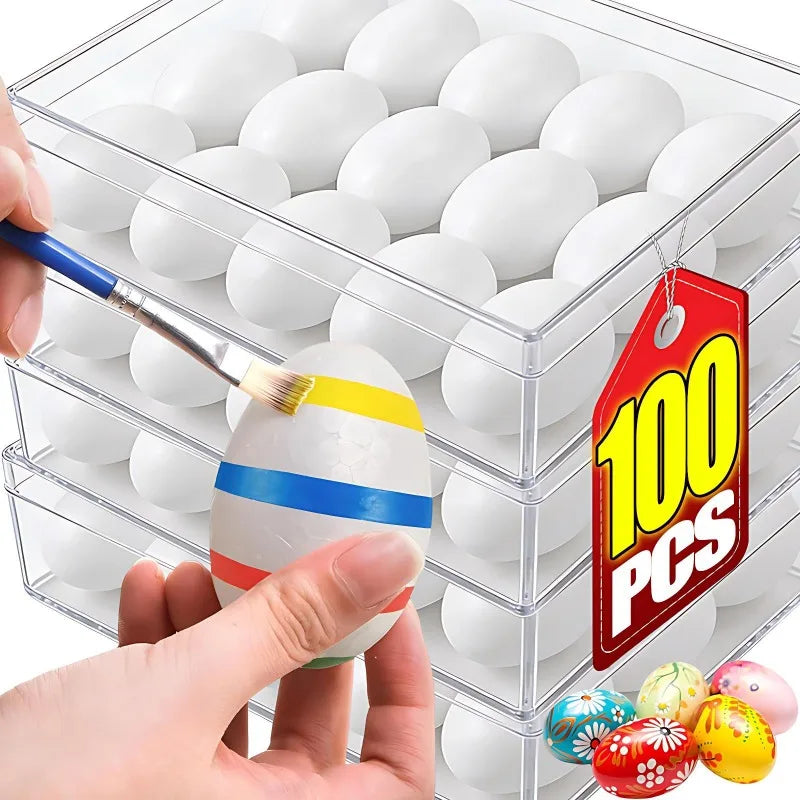 100/10pcs Easter foam egg white styrofoam fake eggs for kids painting, handmade spring Easter party and DIY wreath craft