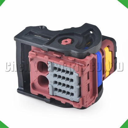 Close-up of 22 Pin ECU wire harness plug for Peugeot, Citroen, and Renault automotive applications