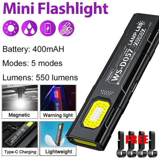 Portable EDC COB LED flashlight with magnetic base