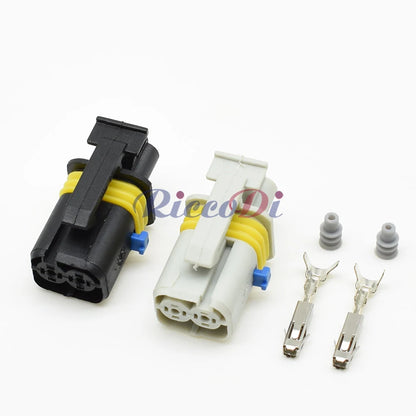 Close-up view of automotive EFI motor start relay connector showing secure waterproof socket interface