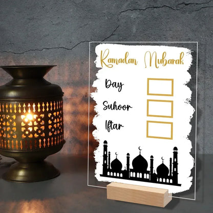 Close-up of acrylic Eid Mubarak ornament, 2026 Ramadan countdown calendar for Islamic party and festive decoration