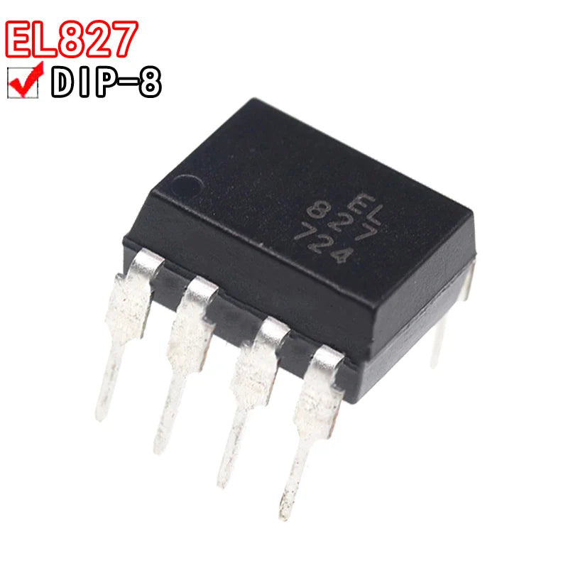 EL827 DIP8 dual-channel optocoupler isolator, replacement for PC827 and LTV-827, ideal for electronic circuit isolation and DIY projects