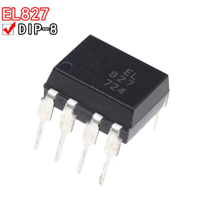 EL827 DIP8 dual-channel optocoupler isolator, replacement for PC827 and LTV-827, ideal for electronic circuit isolation and DIY projects
