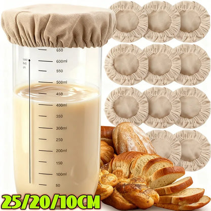 Elastic cloth jar covers, reusable covers for sourdough starter jars, bread fermentation and proofing