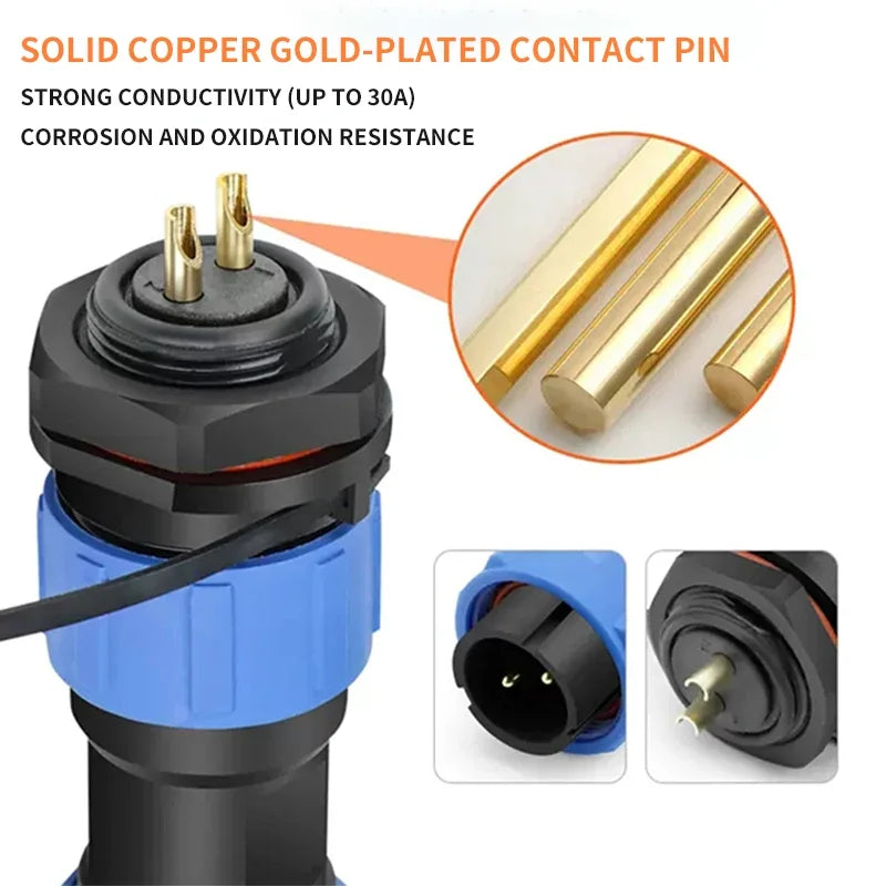 Screw wiring waterproof aviation connectors SP16 SP17 SP20 SP21, 2PIN-12PIN, IP68, for electrical cable and wire systems