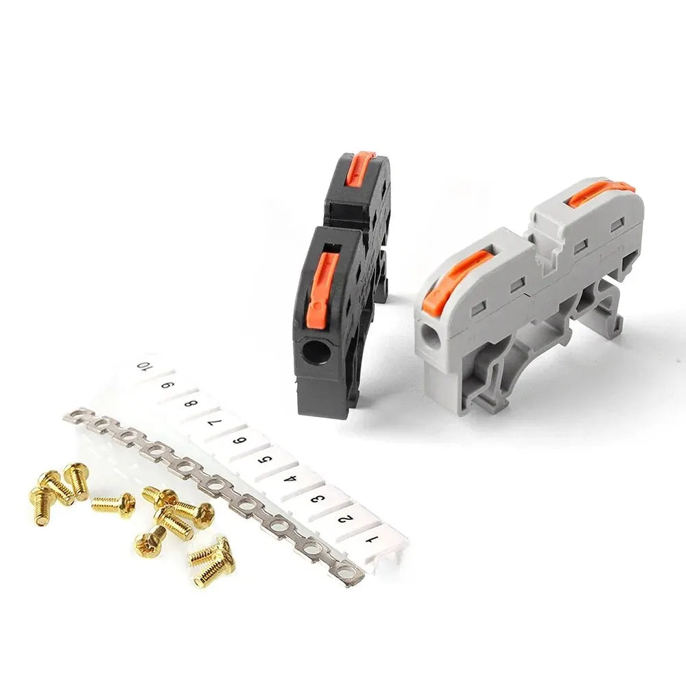 Universal fast cable connector terminal block with number strip for 211 wire electrical conductor