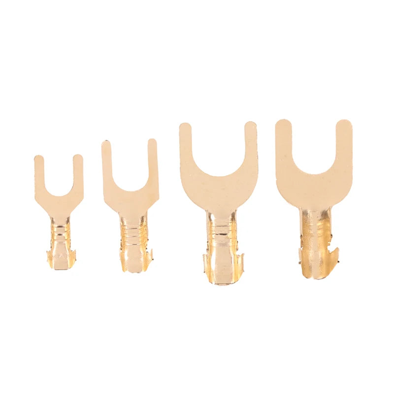 Pack of U-shaped brass grounding terminal connectors for wiring