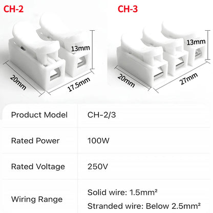 CH2 CH3 quick push wire connector used for wiring in industrial and home electrical applications