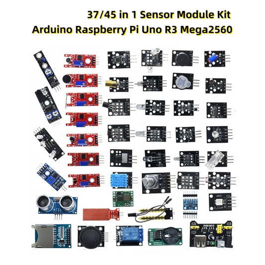 Electronics sensor modules starter kit for Arduino and Raspberry Pi, DIY learning set with retail box for experimentation and prototyping