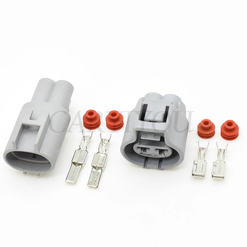 detail of 2 pin waterproof electronic fan connector showing robust terminals and secure fit