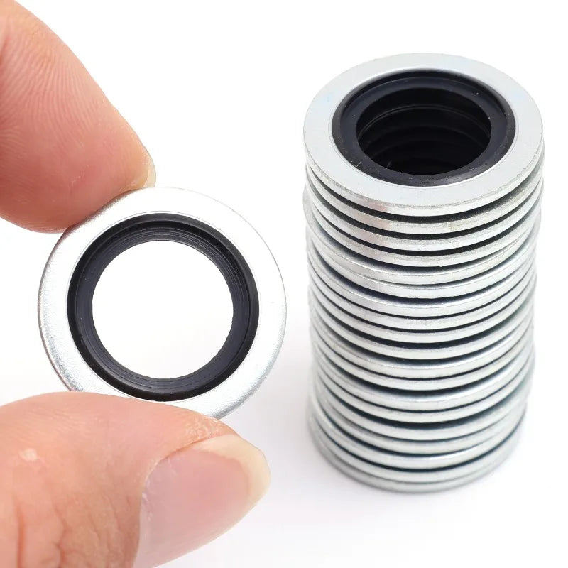 Engine drain plug washer seal for leak prevention