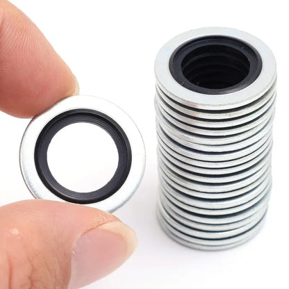 Engine drain plug washer seal for leak prevention