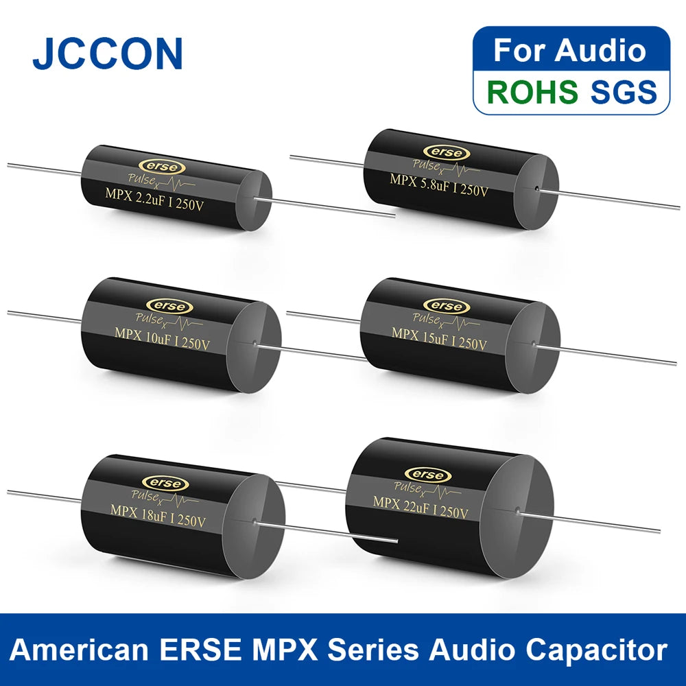 ERSE MPX series audio capacitor, 0.047µF-0.1µF, ideal for HiFi frequency divider and coupling circuits