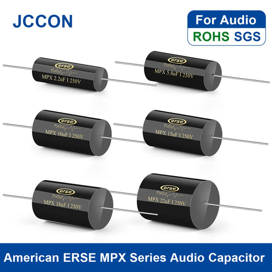 ERSE MPX series audio capacitor, 0.047µF-0.1µF, ideal for HiFi frequency divider and coupling circuits