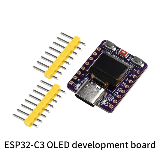 ESP32-C3 development board with 0.42-inch white OLED display, WiFi and Bluetooth, Type-C connection, ceramic antenna compatible with Arduino