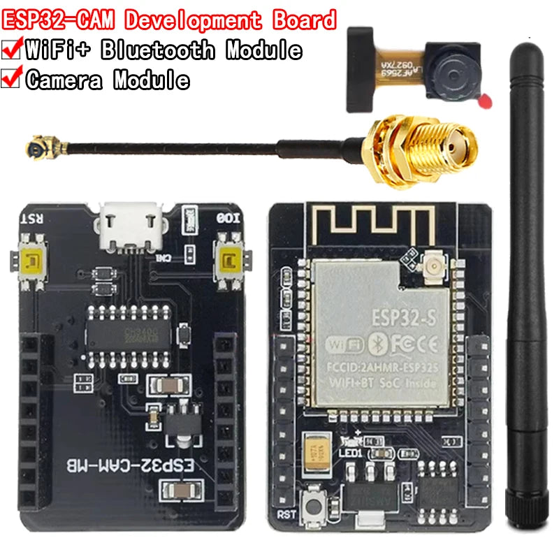 ESP32-CAM WiFi Bluetooth development board with OV2640 camera and CH340 USB interface for Arduino and IoT projects