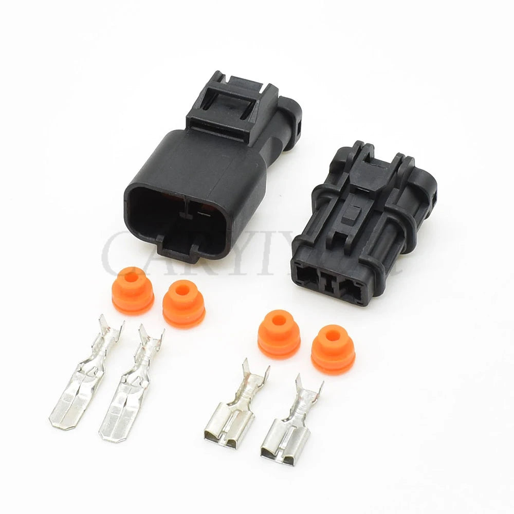 Male and female interface of 2 pin waterproof excavator electrical connector for pressure, speed, and water temperature sensors