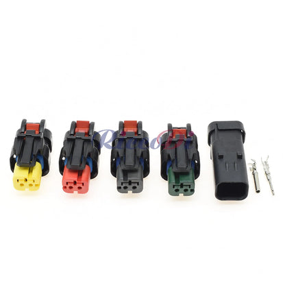 Close-up of 2 Pin excavator engine injector wiring harness connector showing male and female terminals for secure connection