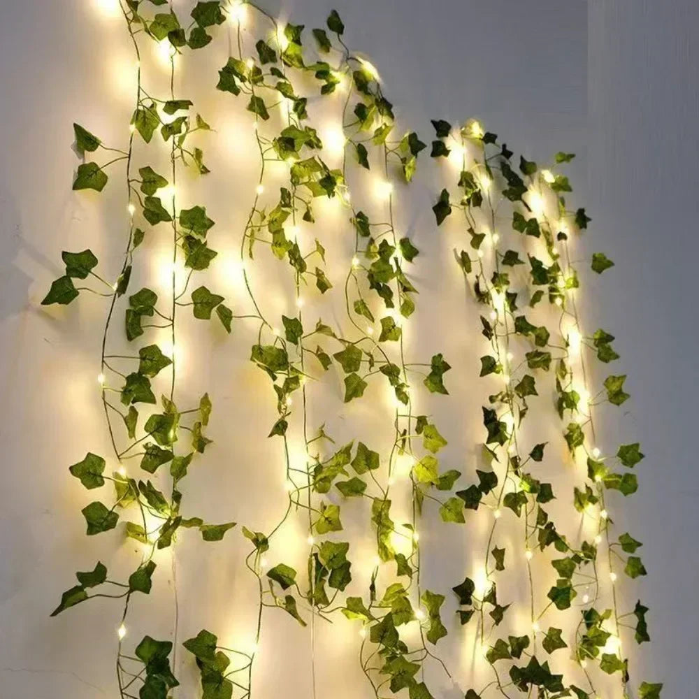 Detailed structure of LED fairy lights window curtain with willow leaves