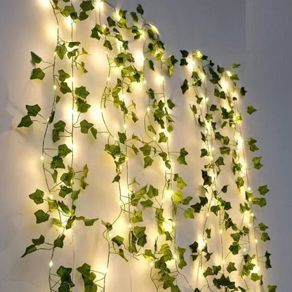 Detailed structure of LED fairy lights window curtain with willow leaves