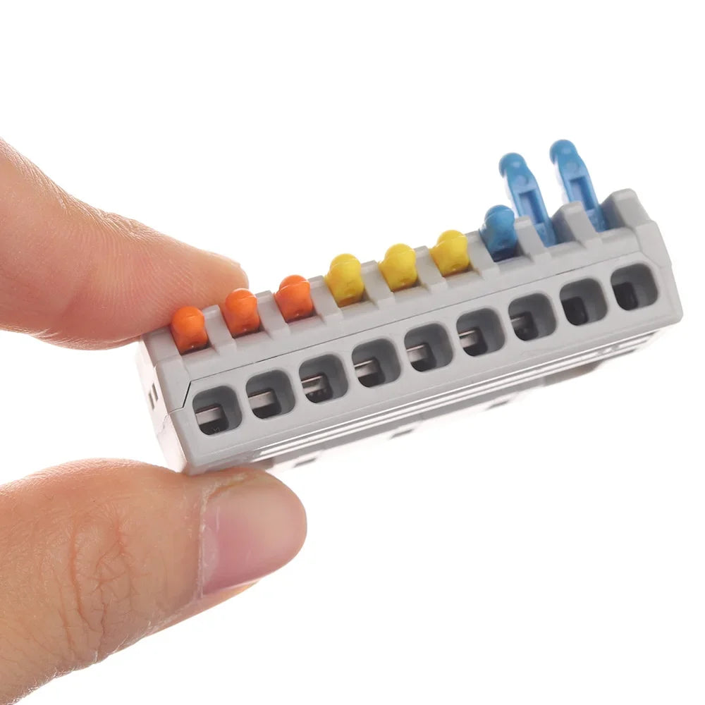 Set of 1 in multiple out fast electrical wire connectors, universal compact cable splicing terminal block with lever
