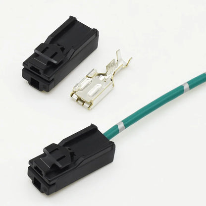 Close-up view of terminal on 6.3mm series automotive female connector DJ70115Y-6.3-21 for stable electrical connection