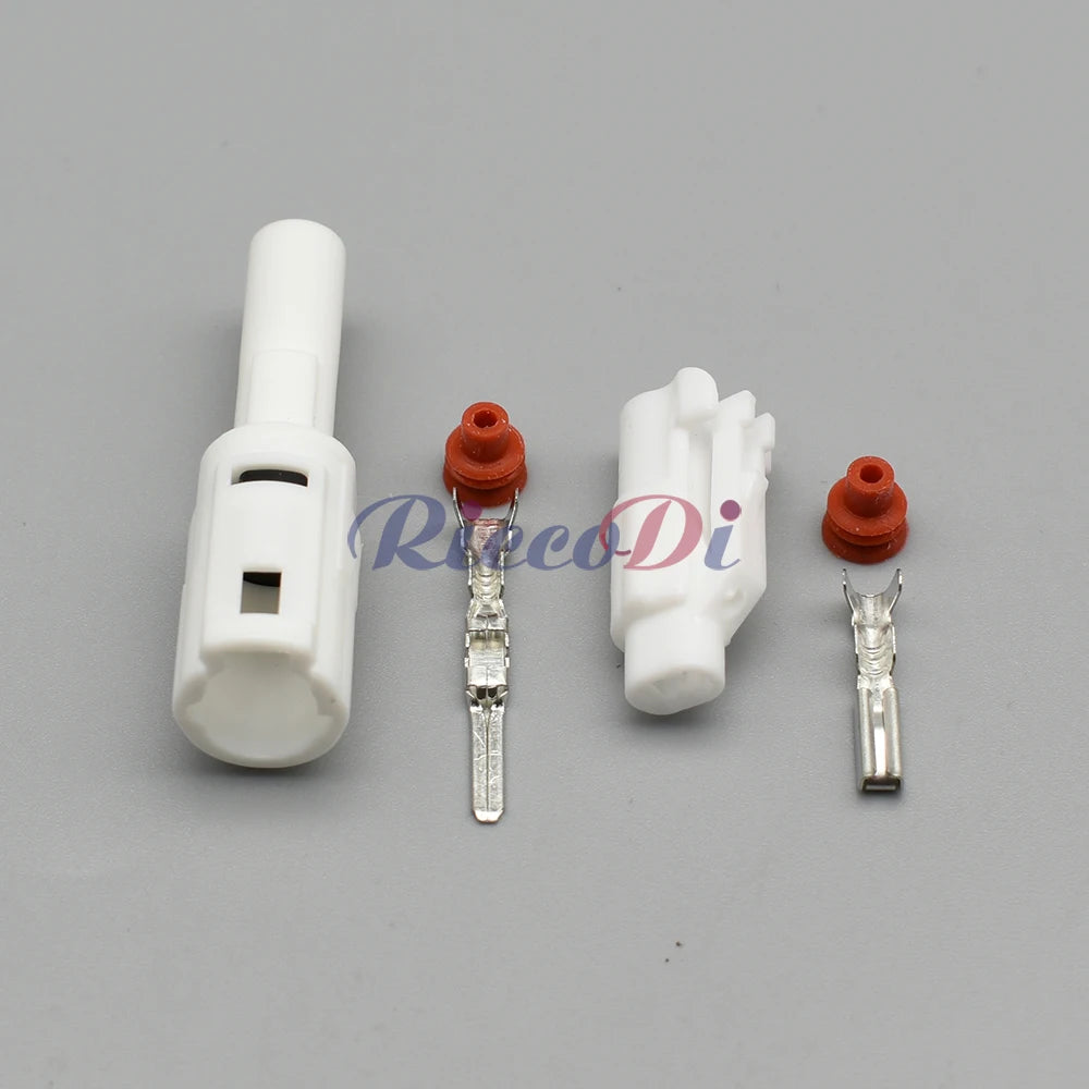 Close-up of male and female terminals of MT090 automotive wire connector for secure electrical connection