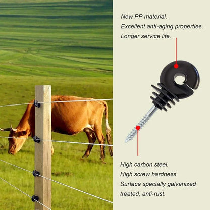 Electric fence post insulators used for garden and farm fencing