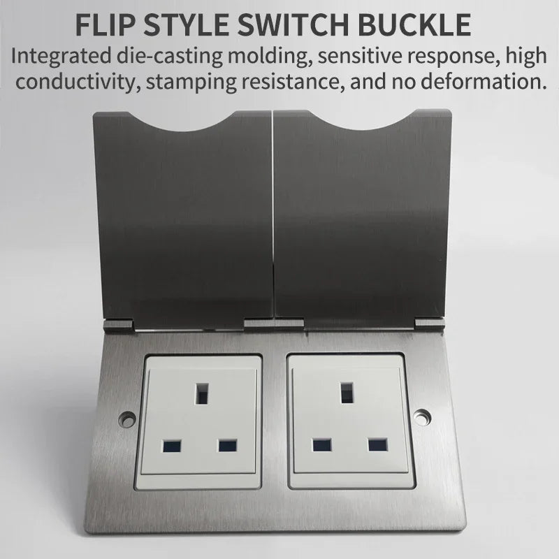 13A fireproof wall outlet for DIY installation, single and double gang, compatible with UK EU US FR standards