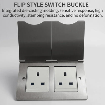 13A fireproof wall outlet for DIY installation, single and double gang, compatible with UK EU US FR standards