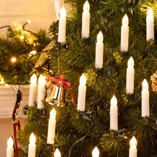 Flameless taper Christmas candle string lights with clips, 10/20 LED for home and party decoration