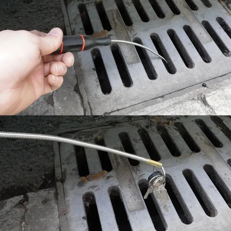 Flexible magnetic grabber tool for picking up metal objects