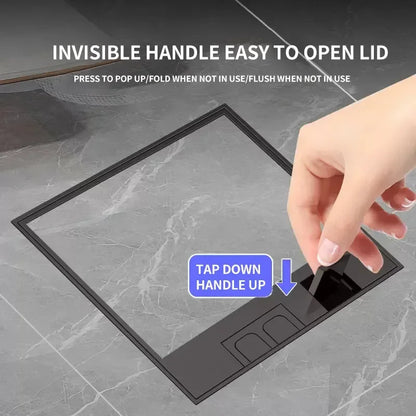 Hidden floor socket installed underground, with USB charging ports, 304 stainless steel, EU FR BR IL IT standard, 130×130mm