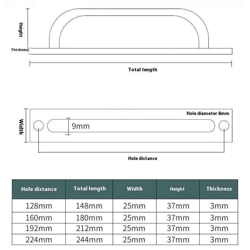 Flush hardware set with aluminium alloy handle for wood drawer and door