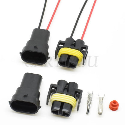 Application of 2 pin automotive fog lamp connector plug socket in vehicle lighting wiring system