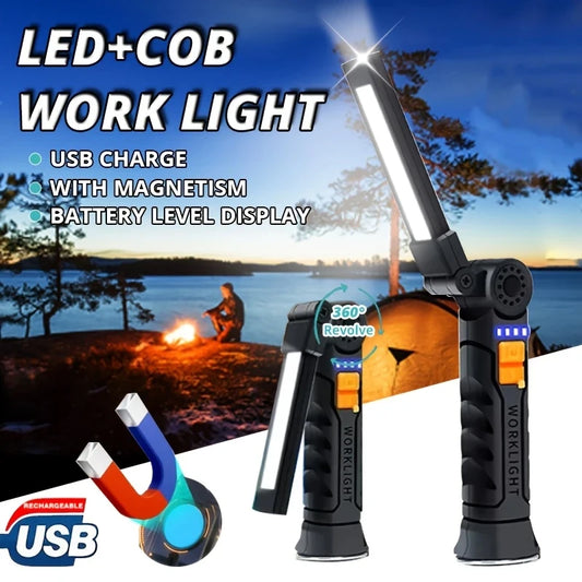 Folding COB XPE LED rechargeable work light