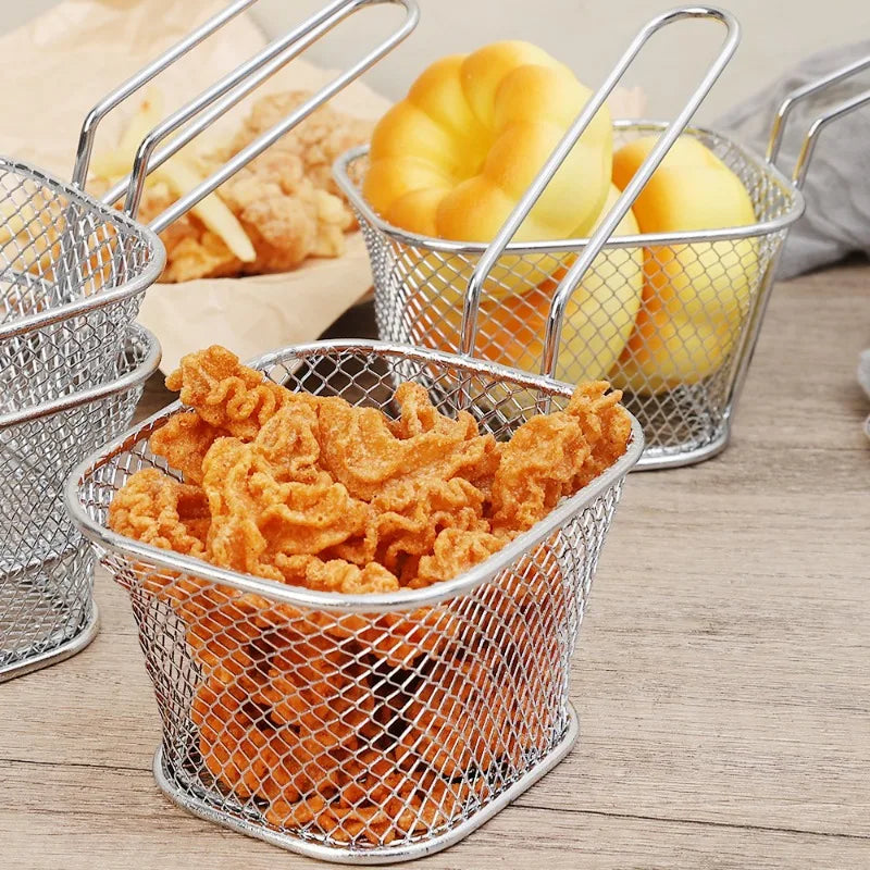 Mini square fry basket for French fries, chips, and small snacks