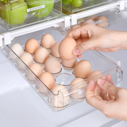 Slide under shelf fridge storage drawer