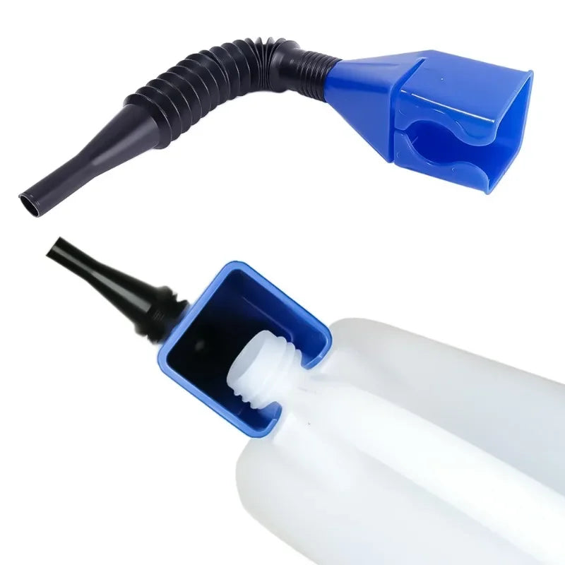Foldable telescopic funnel for easy storage and automotive refueling