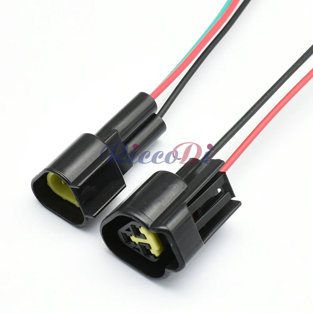 Detailed view of black housing and wiring in Furukawa 3-Pin waterproof male and female connector FW-C-3M-B FW-C-3F-B