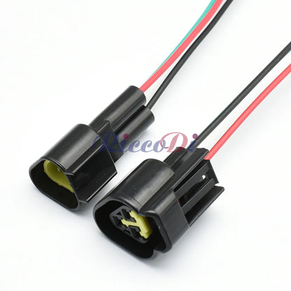 Detailed view of black housing and wiring in Furukawa 3-Pin waterproof male and female connector FW-C-3M-B FW-C-3F-B
