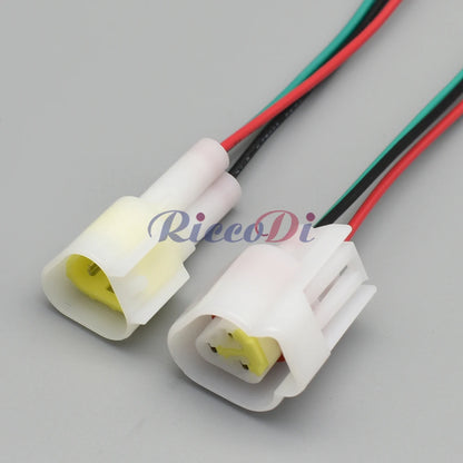 Close-up of 3-Pin terminals in Furukawa waterproof male and female wire connector FW-C-3M-B FW-C-3F-B for precise electrical connection