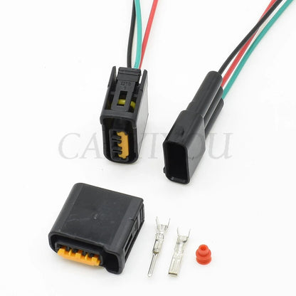 Detailed view of plastic housing and wire harness of 3-Pin Furukawa ignition coil connector FW-C-D3F-B for Subaru