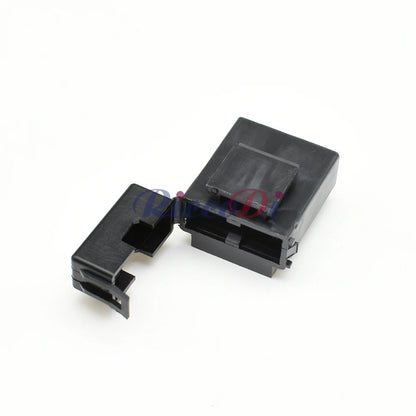 close-up of terminals on car fuse holder black lighter socket for stable and secure electrical connection