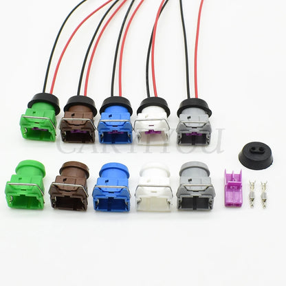 detailed view of wiring terminal on 2 pin female automotive fuse connector ensuring reliable electrical contact