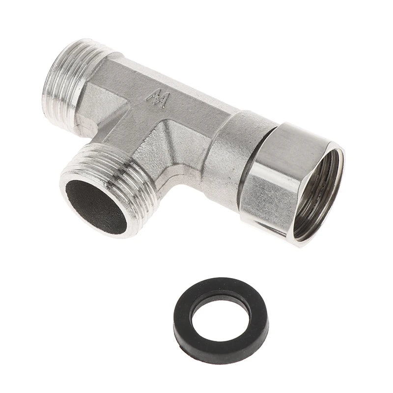 Set of G1/2" T-valve diverter valves for toilet, bath, bidet, and shower fittings