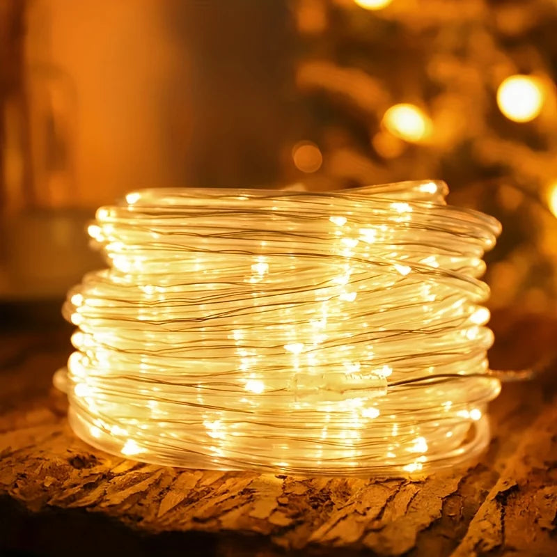 Decorative solar LED light string for garden, wedding party, and terrace outdoor Christmas lighting