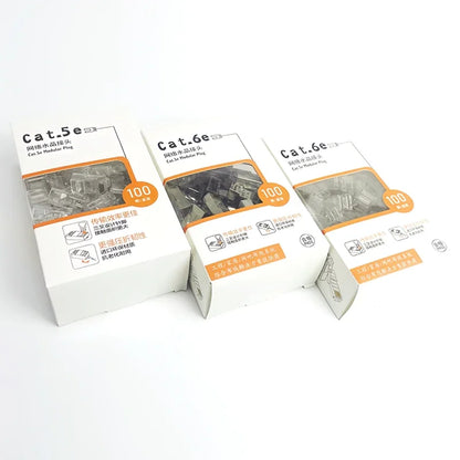 Cat5e Cat6 RJ45 connectors 100Pcs, high-speed Gigabit Ethernet network cable plug 100M 1000Mbps
