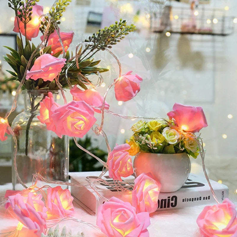 3m LED rose lights decorating girl room and small garden, night light for romantic ambiance